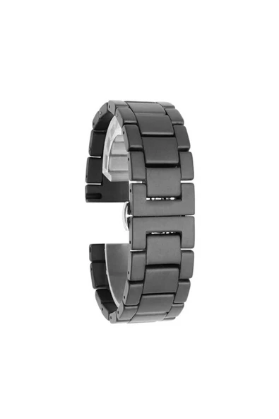 KILIFTECH Gear S2 (20mm) Mat Seramik Metal Zore Kordon-Parlak Siyah - Resim 2