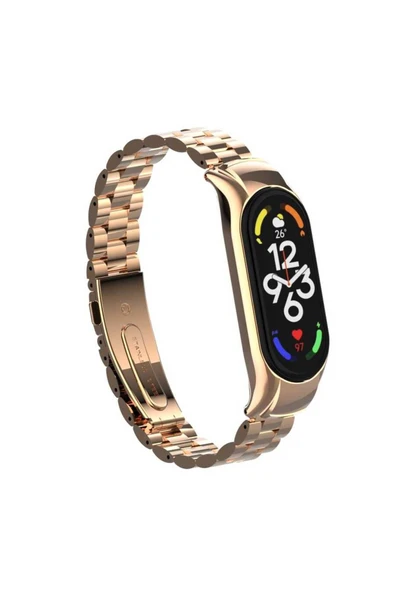 prolysus Xiaomi Mi Band 7 Uyumlu KRD-04 Metal PRL Kordon Rose Gold - Resim 6