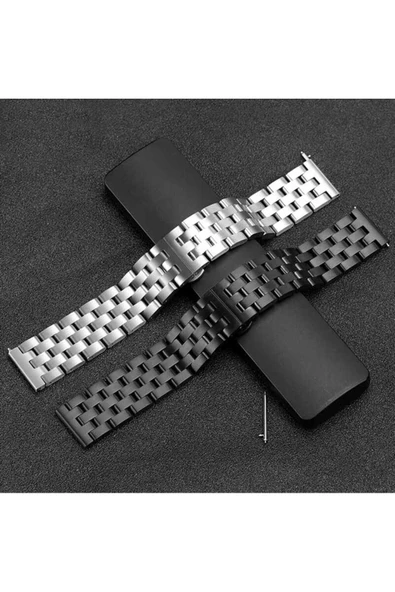 KILIFTECH Galaxy Watch 42mm (20mm) Uyumlu KRD-20 Metal Zore Kordon-Siyah - Resim 6