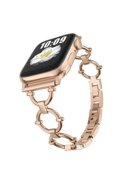 Paksesuar Watch Ultra 49mm Kordon Uyumlu KRD-56 Metal Strap Kayış PAK Rose Gold ürün görseli 1