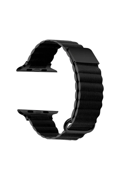 KILIFTECH Watch Ultra 49mm Uyumlu KRD-78 PU Deri Kordon Strap Kayış CLO- Siyah ürün görseli