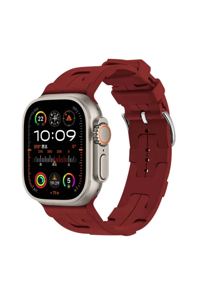 KILIFTECH Watch Ultra 49mm KRD-92 Uyumlu Zore Kordon-Koyu Kırmızı - 2