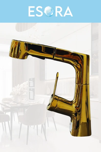 ESORA Modern Gold Pistonlu Mutfak Eviye Bataryası