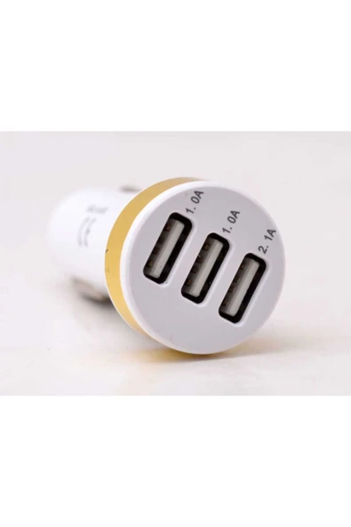 lumena Micro Araç Şarj Seti Kablosu Şarj Aleti 3000 Mah Beyaz Renkli 3 Usb Li 2 In 1