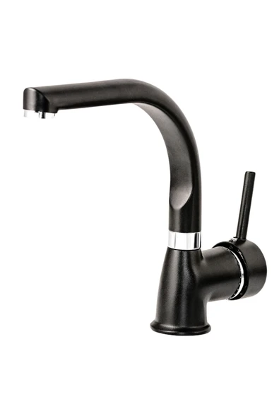 ESORA Siyah Krom Balık Sırtı Lavabo Bataryası Banyo Çeşmesi Çift Su Girişli Lavabo Musluğu 2 Yıl Garantili ürün görseli 1