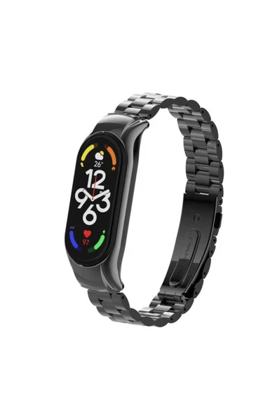 KILIFTECH Xiaomi Mi Band 7 Uyumlu KRD-04 Metal Zore Kordon-Siyah ürün görseli