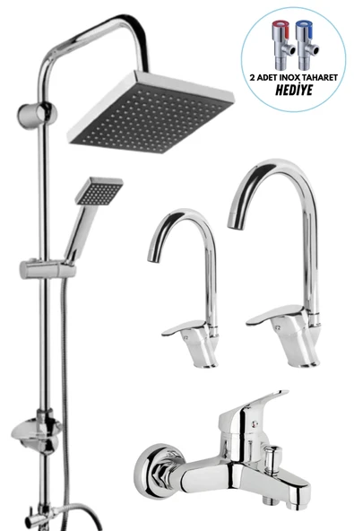 ESORA Robot Duş Sistemi, Baston Lavabo & Mutfak ve Banyo Bataryası 4'lü Set (2 Adet Taharet Hediyeli) ürün görseli 1