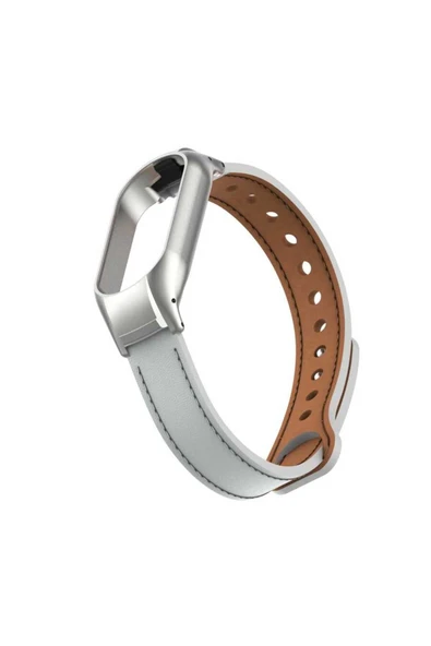 KILIFTECH Xiaomi Mi Band 7 Uyumlu KRD-68 Deri Zore Kordon-Kahverengi - 3