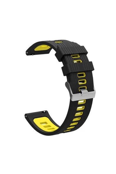 KILIFTECH Xiaomi Amazfit Pace KRD-55 Uyumlu Zore Kordon-Gri-Sarı - 5