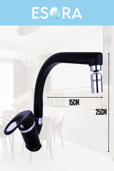 ESORA Siyah Krom Balık Sırtı Mix Lavabo Bataryası 2 Yıl Garantili Sıcak Soğuk Aç Kapa Musluk Çeşme - 3
