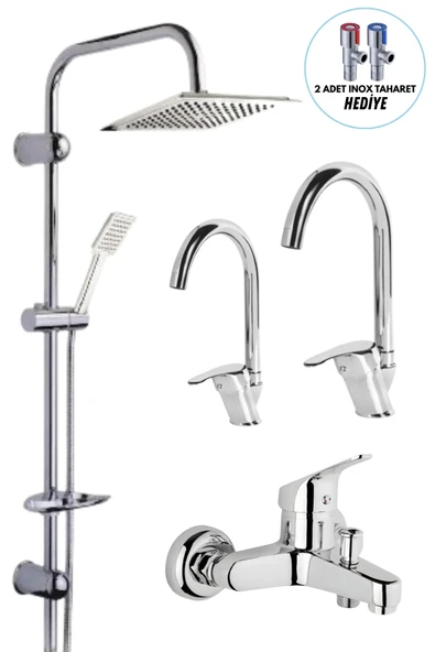 ESORA Dubai Robot Duş Sistemi, Baston Lavabo & Mutfak ve Banyo Bataryası Set (2 Adet Taharet Hediye) ürün görseli