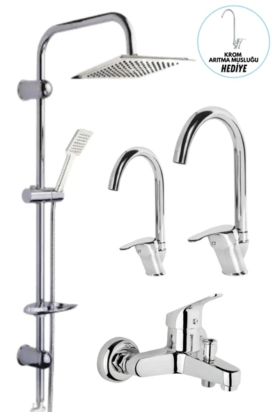 ESORA Dubai Robot Duş Sistemi, Baston Lavabo & Mutfak ve Banyo Bataryası Set (Arıtma Musluğu Hediye) - 1