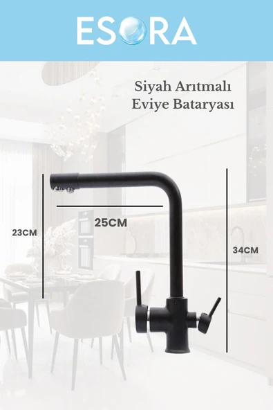 ESORA Siyah Krom Arıtmalı Eviye Bataryası - 4