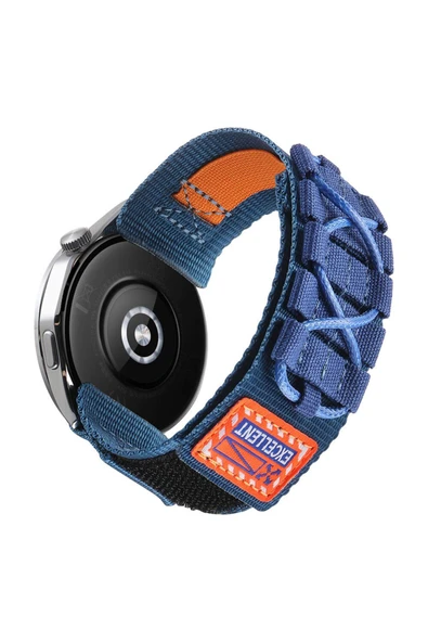 KILIFTECH Galaxy Watch 46mm Zore KRD-112 22mm Orbital Örgülü Halat Tasarımlı Naylon Kumaş Hasır Kordon-Mavi - 3
