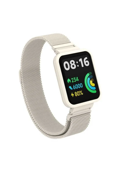 Base Dijital Xiaomi Redmi Watch 2 Lite Uyumlu KRD-58 Metal Zore Kordon Krem