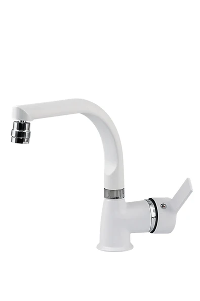 ESORA Beyaz Balık Sırtı Delta Lavabo Bataryası Oynar Başlıklı Çift Su Girişli Lavabo Musluğu Çeşme ürün görseli 1