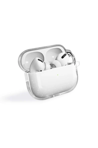 Goktugaksesuar Air-Pods Pro 2 Zore Allstar Airbag 32 Parlayan Simli Saydam Renkli Kılıf-Şeffaf