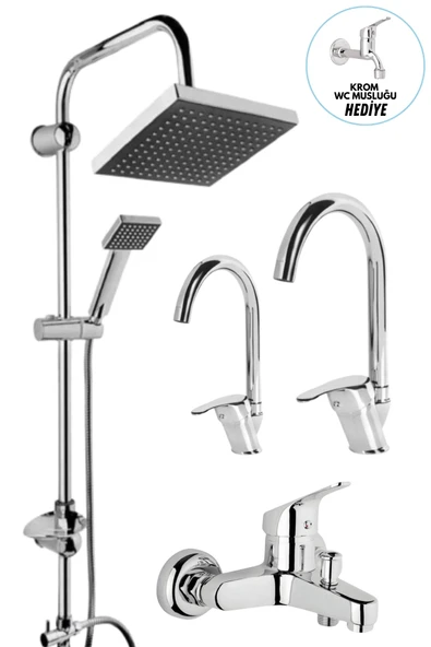 ESORA Robot Duş Sistemi, Baston Lavabo & Mutfak ve Banyo Bataryası 4'lü Set (WC Musluğu Hediyeli) ürün görseli 1