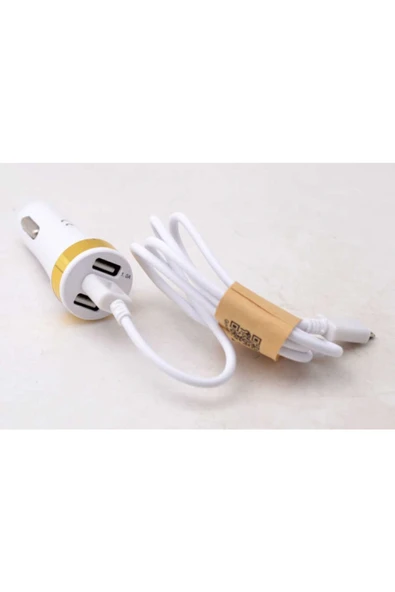 lumena Micro Araç Şarj Seti Kablosu Şarj Aleti 3000 Mah Beyaz Renkli 3 Usb Li 2 In 1 - 3