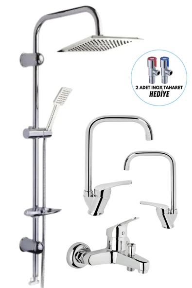 ESORA Dubai Robot Duş Sistemi, Köşe Lavabo & Mutfak ve Banyo Bataryası 4'lü Set (2 Adet Taharet Hediyeli) ürün görseli