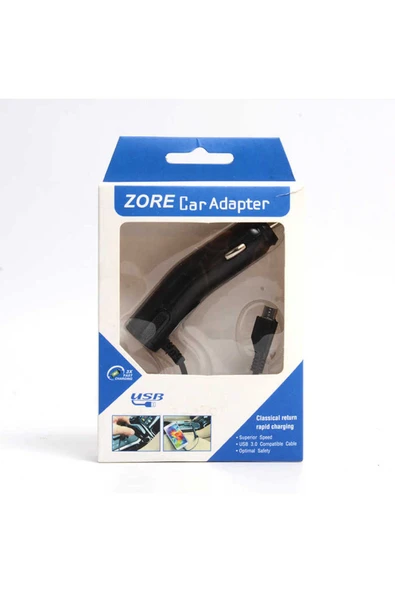 zore Siyah 800 Mah Kablolu Araç Şarj Aleti Zore-VCKB