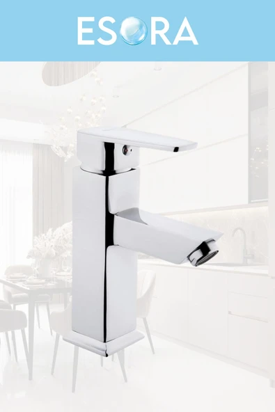 ESORA Krom Kare Sabit Aç Kapa Lavabo Bataryası - Resim 2