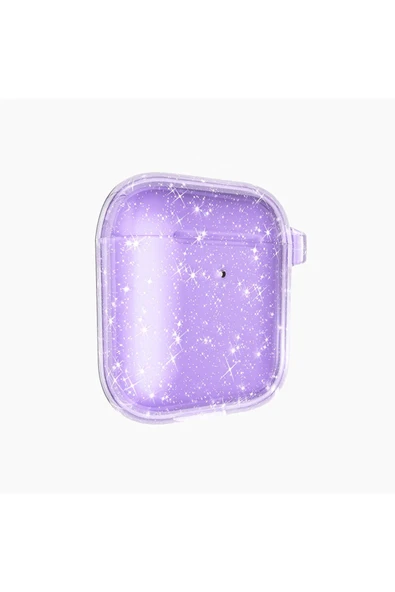 szr store Air-Pods Zore Allstar Airbag 32 Parlayan Simli Saydam Renkli Kılıf-Mor