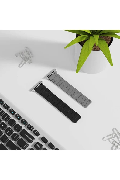 KILIFTECH Apple Watch 44mm Zore KRD-111 Çizgili Desenli Silikon Kordon-Pembe - Resim 6