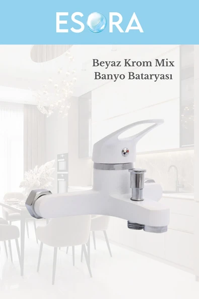 ESORA Beyaz Krom Mix Banyo Bataryası