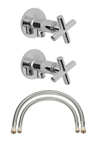 ESORA Krom Lüx 2 Adet Koç Taharet Musluğu + 2 Adet Flex Bağlantı Hortumu ürün görseli 1