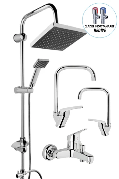 ESORA Robot Duş Sistemi, Köşe Lavabo & Mutfak ve Banyo Bataryası 4'lü Set (2 Adet Taharet Hediyeli) - 1
