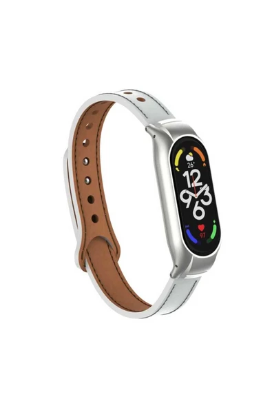 KILIFTECH Xiaomi Mi Band 7 Uyumlu KRD-68 Deri Zore Kordon-Kahverengi - 6