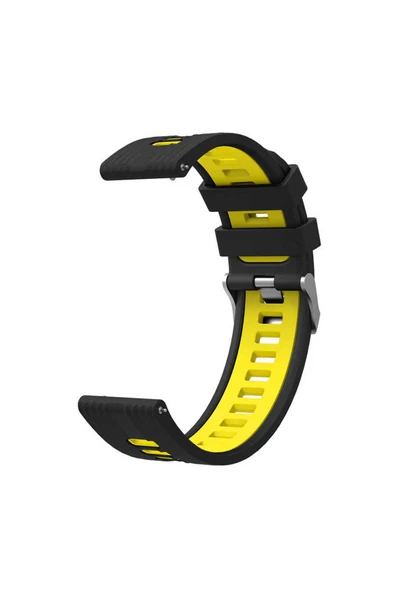 KILIFTECH Xiaomi Amazfit Pace KRD-55 Uyumlu Zore Kordon-Gri-Sarı - 6