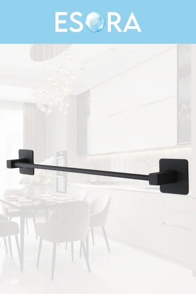 ESORA Siyah Metal Kare Yapışkanlı Uzun Havluluk - 3