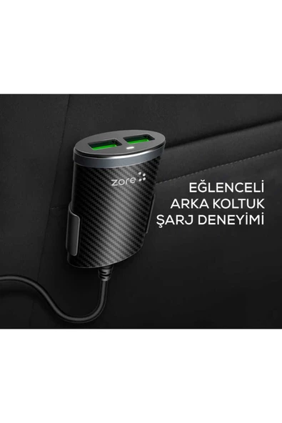 KILIFTECH Siyah ZR-C502 2+2 Araç Şarj Seti Zore-KTH - 5