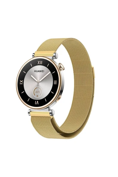 Base Dijital Huawei GT4 18mm Uyumlu KRD-01 Metal Zore Kordon Gold