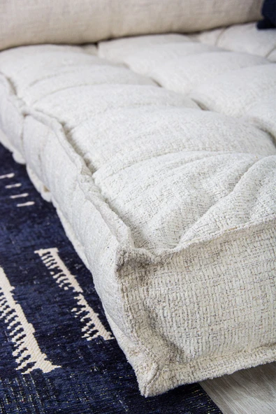 Homedius Sofa Buklet Kapitoneli Yer-sedir Minderi - Beyaz - 8