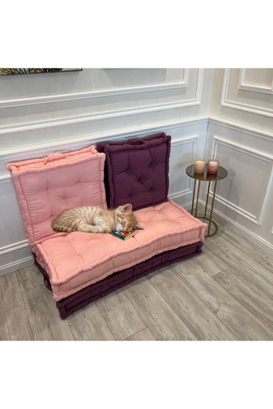 Aida Concept Fransız Yer Minderi 60x120 Puf Pembe - Resim 11