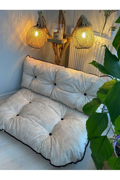 sitehome İkili Takım Yer Bahçe ve Palet Minderi Krem - Resim 3