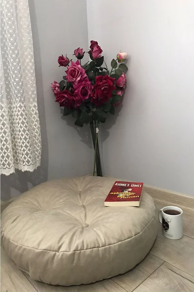 Lavinia Puf Bej Rengi Mini Yer Pufu Yer Minderi ürün görseli