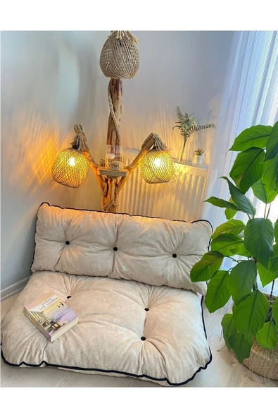 sitehome İkili Takım Yer Bahçe ve Palet Minderi Krem - Resim 2