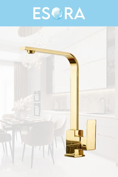 ESORA Gold Kare Robot Duş Seti, Kare Banyo, Lavabo Bataryası Musluğu 3'lü Set - 3