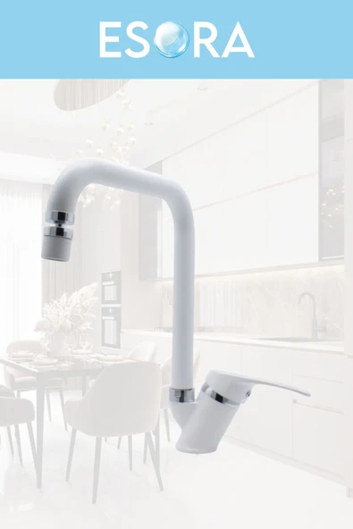 ESORA Siyah Robot Duş Seti , Beyaz Köşe Borulu Eviye , Lavabo , Banyo Bataryası 4’lü Set - 3