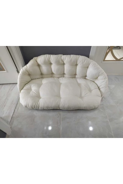 MaGİc HANDs Caviss Makrome Çift Kişilik Oval Salıncak Minderi Büyük Boy Krem - Resim 2