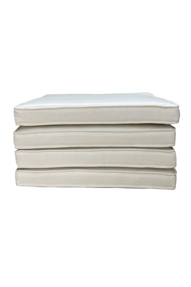 YASTIKMİNDER Koton Krem Fitilli 53x46 Cm Sandalye Ölçüsüne Uygundur. 4 Parça Sandalye Koltuk Minder Seti - 2
