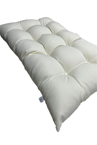 Mazi Home Yer Minderi 120 Cm X 80 Cm - Krem Minder Su Geçirmez Düğme Dikişli