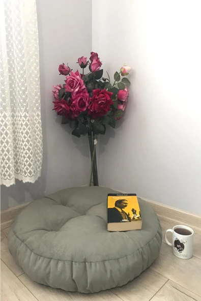 Lavinia Puf Açık Gri Mini Yer Pufu, Yer Minderi