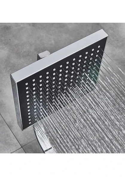 Siyah Krom Başlıklı Kare Robot Tepe Yağmurlama Duş Seti - 3