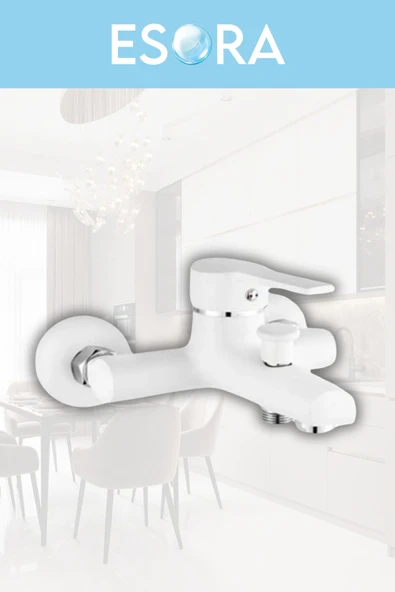 ESORA Beyaz Krom Baston Borulu Eviye Mutfak , Lavabo , Banyo Bataryası 3'lü Set - 5