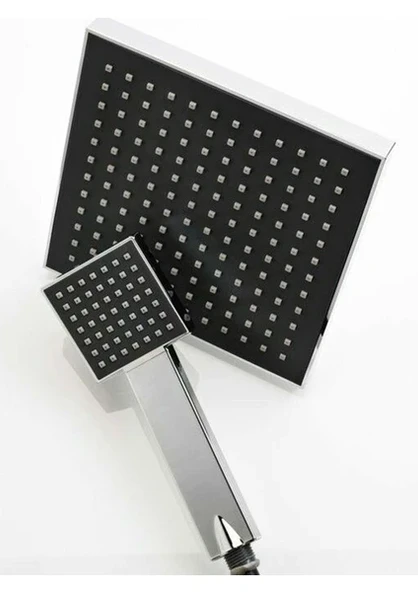 Siyah Krom Başlıklı Kare Robot Tepe Yağmurlama Duş Seti - 5
